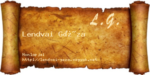 Lendvai Géza névjegykártya